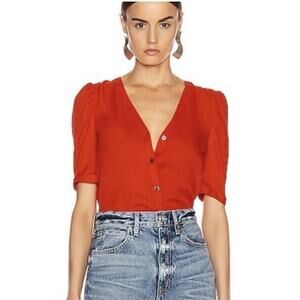 Veronica Beard Garland Silk Blouse in Poppy Color Size 2